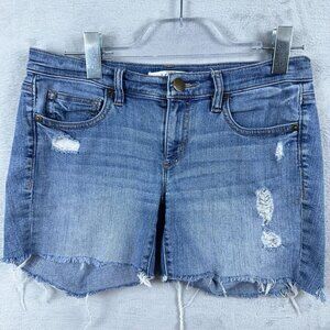 Ann Taylor Loft Womens Denim Jeans Shorts Raw Hem Distressed Blue Size 2